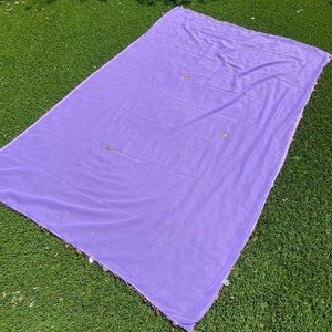 Large Lavender Veil with Gold, Pearl, Beaded Design